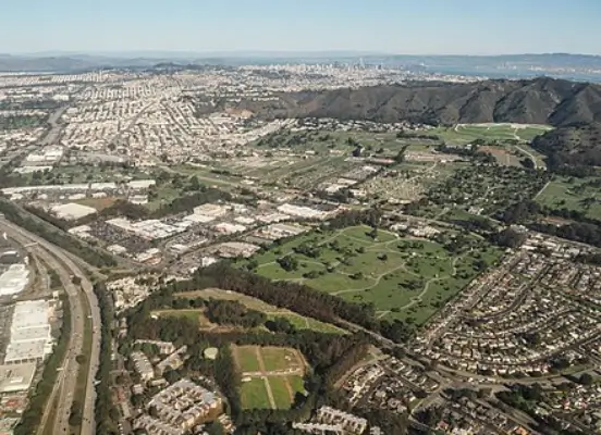 Satellite View of Colma, CA